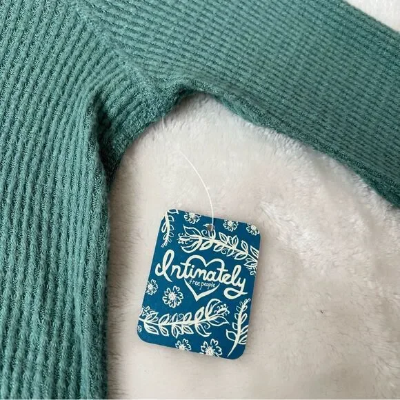 Free People Intimately All You Want Bodysuit waffleknit bodysuit green new xs - Picture 7 of 11